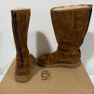 UGG Chestnut Suede Boots with Shearling